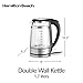 Hamilton Beach Double Wall 1.7L Electric Kettle, Water Boiler & Heater, Built-In Mesh Filter, Auto-Shutoff & Boil-Dry Protection, Cordless Serving, Variable LED Indicator, Glass (40850)
