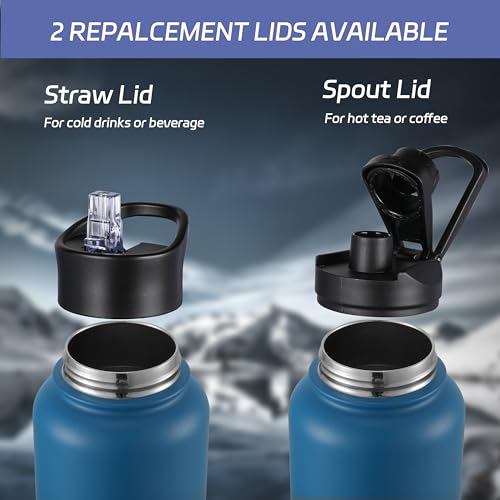 HASLE OUTFITTERS 40oz Stainless Steel Water Bottle, Vacuum Insulated Double Walled Leak Proof Sports Water Bottle with 2 Lids (Straw and Spout Lid) Keep Cold and Hot(Blue Black Gradient,1) by HASLE OUTFITTERS - Image 4