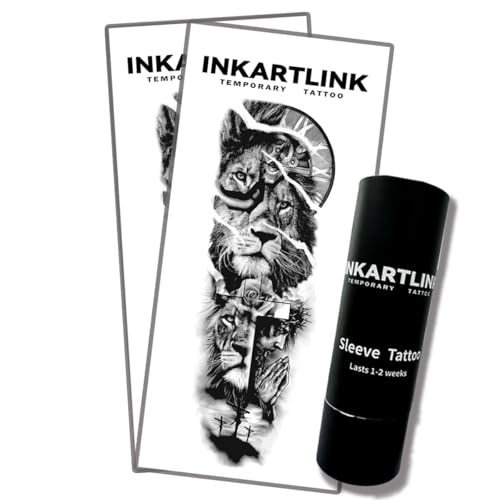 INKARTLINK Semi Permanent Tattoo, 2 Pieces Full Arm Large Size