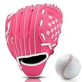 Gracfulcub Baseball Glove, Baseball Softball Mitt with Ball for Kids Youth Adults Training and Beginner, Right Hand Throw, Left Hand Glove (Rose Red, 10.5in)