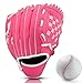 Gracfulcub Baseball Glove, Baseball Softball Mitt with Ball for Kids Youth Adults Training and Beginner, Right Hand Throw, Left Hand Glove (Rose Red, 10.5in)