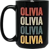 Olivia Ceramic Coffee Mug - Olivia Gift - Olivia Retro Color Mug - Black - 15oz