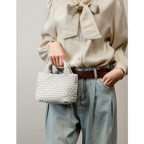 Mini Women's Handmade Woven Tote with Small Wallet Small Size Fashion Bright Color Vegan Leather Casual Tramp Crossbody Bag3