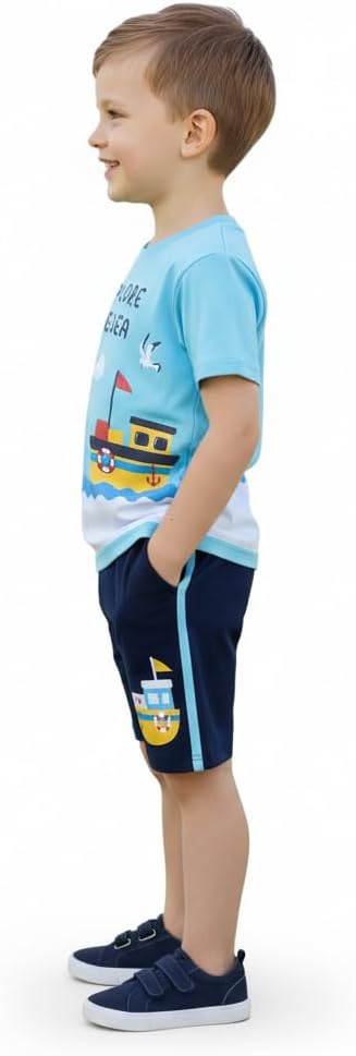 Toddler Boy's Cotton Short Sleeve T-Shirt and Short Set 2-7Y