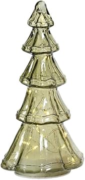 Lumineo Small Micro LED Green Tree, 7.6" Tall, Warm White Lights, Battery Operated, 6-Hour Timer, Indoor Holiday Decoration