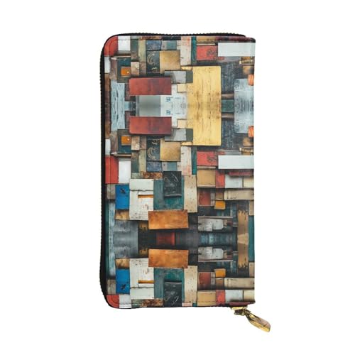Portefeuille en cuir long porte-cartes de crédit pour rangement documents de voyage