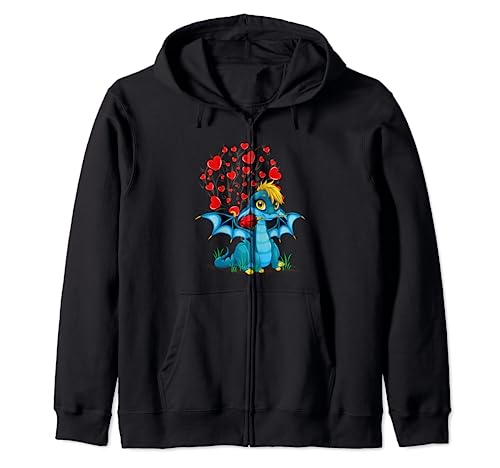 Cute Dragon Heart Valentines Day For Girls Boys Kids Dragons Sudadera con Capucha