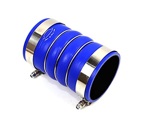 Image of LTI Universal 6 inch Length 4-Ply Reinforced High Temperature Charge Air Cooler CAC Hose 3.5 inch ID Straight With T Bolt Clamp (3.5 inch, BLUE)