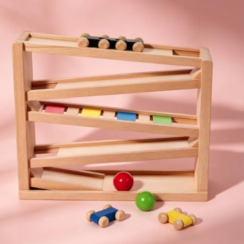 Leefasy Children Sensory Track Wooden Visual Tracking Toy Marble Run and Car Ramp with Beech Wood Structure for Focus Training and Motor Skill Growth Suitable for Preschool playroom - Image 3