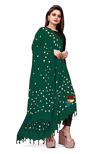 Image of Women Cotton Hand Printed Bandhani Design Dupatta | Ethnic Tie Die Print Dupatta (LENGTH 2.10M)