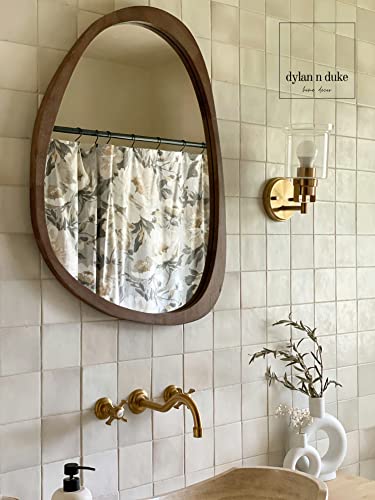 Irregular Wood Frame Boho Mirror - Large Wall Mounted Accent, Asymmetrical, Modern Aesthetic Wall Decor for Bedroom, Entryway, Living Room, Bathroom (Brown) - Image 4