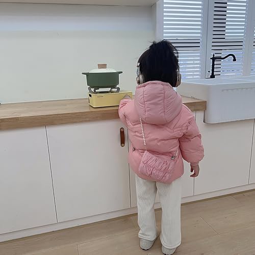 Girls down Jackets with Bag Snap Zip up Hooded Puffer Coats Kids Toddler Thick Warm Winter Outdoor Outwear Clothes4