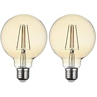 SD LUX Bombillas LED E27 de 8 W, regulables, estilo vintage, filamento G95, ámbar sin parpadeo, bombillas LED Edison, 8 W, blanco cálido 2700 K, 2 paquetes [Clase energética A+]