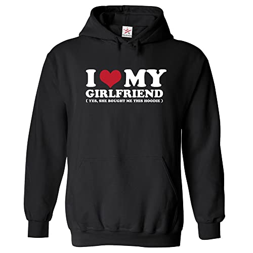 Stars and Stripes I Love My Girlfriend Yes She Bought Me This Hoodie Classic Mens Adults Pullover Hoodie (M, Black)