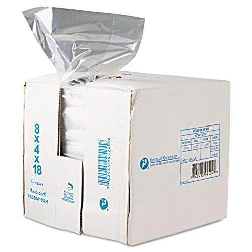 Inteplast Group Pb080418R Get Reddi Food & Poly Bag 8 X 4 X 18 8-Quart 0.68 Mil Clear 1000/Carton #TOP4