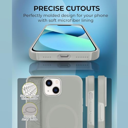 Image of iPhone 14 Silicone Magsafe Case | Shock Proof Design & Camera Protection | Premium Rubberised Apple iPhone 14 Cover (Microfiber Lining) | Ultra Smooth Silicone - Gray