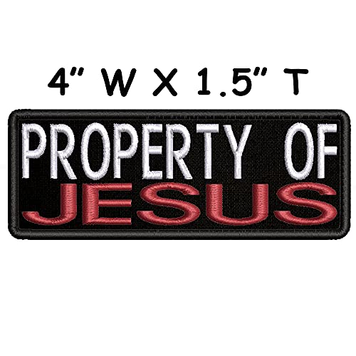 Property Of Jesus Embroidered Patch Iron-On/Sew-On Bible Religious Christian Bikers Badge Emblem Name Tag Decorative Gift Applique For Vest Jacket Jeans Bag Backpacks Clothing #TOP1