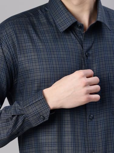 Image of Majestic Man Men's Pure Cotton Slim Fit Checkred Full Sleeve Classic Collar Everyday Formal Shirt