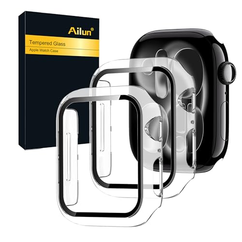 Ailun for Apple Watch Series 11/10 Screen Protector Case [42mm], Ultra-Thin Hard PC Case Built in Tempered Glass for iWatch, Shockproof Cover with Button [2 Pack][Clear]