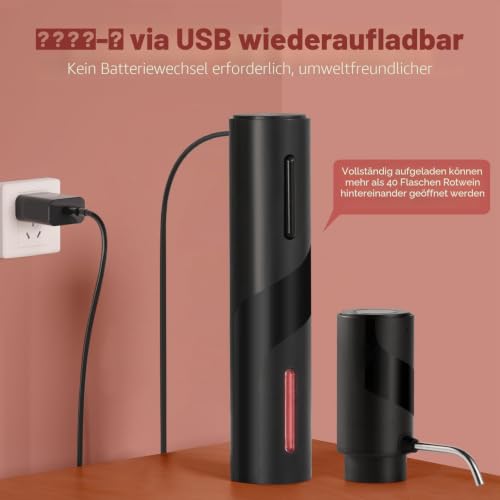 ZOYIDOUX Elektrischer weinbelüfter Set 4-in-1 Weinset mit Wiederaufladbarem Weinöffner, Wiederaufladbarem Weinbelüfter, Folienschneider und Vakuum Weinstopfen, Geschenkset für Weinliebhaber