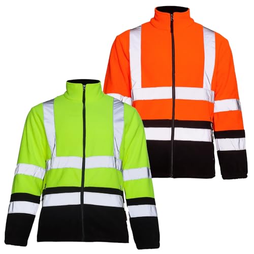 Arbeitsjacke Herren Warnschutz Fleecejacke Gelb Größe M reflektierende Sicherheitsjacke Klasse 3 Straßenbau Berufskleidung Handwerk Arbeitskleidung Herren Logistik Bau Abschleppdienst Outdoor