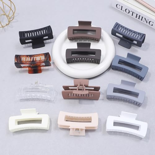 Sisiaipu Large Square Jumbo Hair Clips - 4.1 Inch Big Jaw Clips for Thick Hair, 12 Pcs Bulk Accessories for Women and Girls - Neutral — view 2