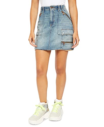 Free People Women's Avenue Denim Miniskirt Blue Size 284