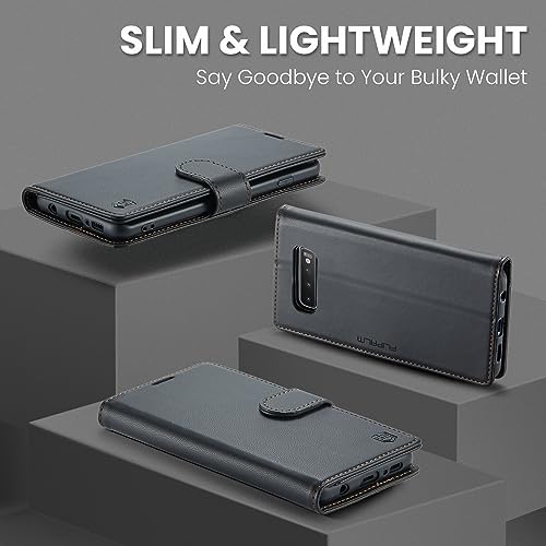 FLIPALM Wallet Case for Samsung Galaxy S10+/S10 Plus 6.4", RFID Blocking Credit Card Holder, PU Leather Folio Flip Kickstand Protective Shockproof Cover for Samsung S10+ (Black) by FLIPALM - Image 3