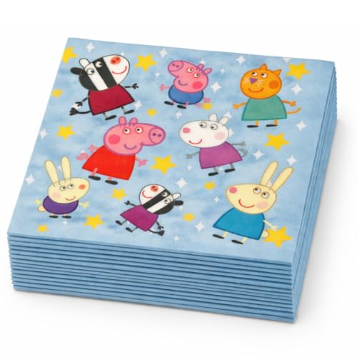 Image of Wanna Party Cute Pig Inspired Cartoon Theme Paper Napkins (20 Pcs) | Pink Pig Theme Birthday Parties Napkins for Kids | Cartoon Theme Party Tableware for Birthday Decoration & Celebration Supplies