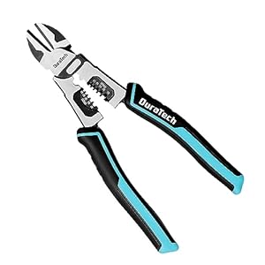DURATECH 4-in-1 Diagonal Cutting Pliers, 8″ Multifunction Heavy Duty Side-Cutting Pliers with Wire Stripper, Wire Cutters with Ergonomic Handle for Electricians and Homes