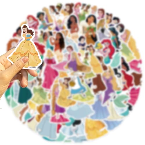 YUYIYULE 100PCS Disney Princess Collection Stickers Aesthetic Waterproof Stickers Luggage Skateboard Water Bottle Stickers Decal Bicycle Bumper Snowboard Decorate Gift.