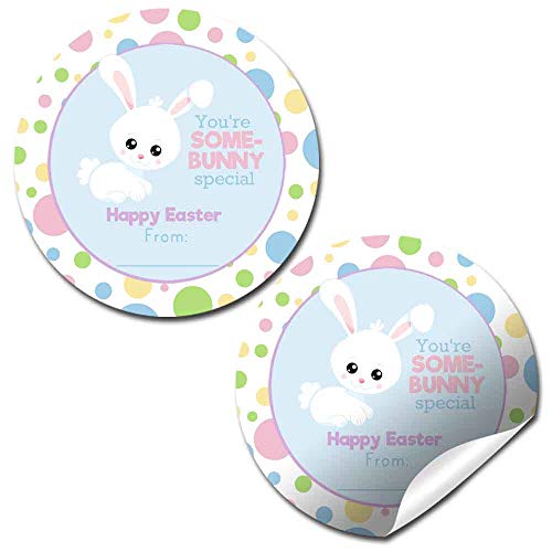 Some Bunny Special Easter Bunny Themed Gift Tag Sticker Labels For Kids, 40 2" Party Circle Stickers By Amandacreation, Great For Party Favors, Envelope Seals & Goodie Bags #TOP15