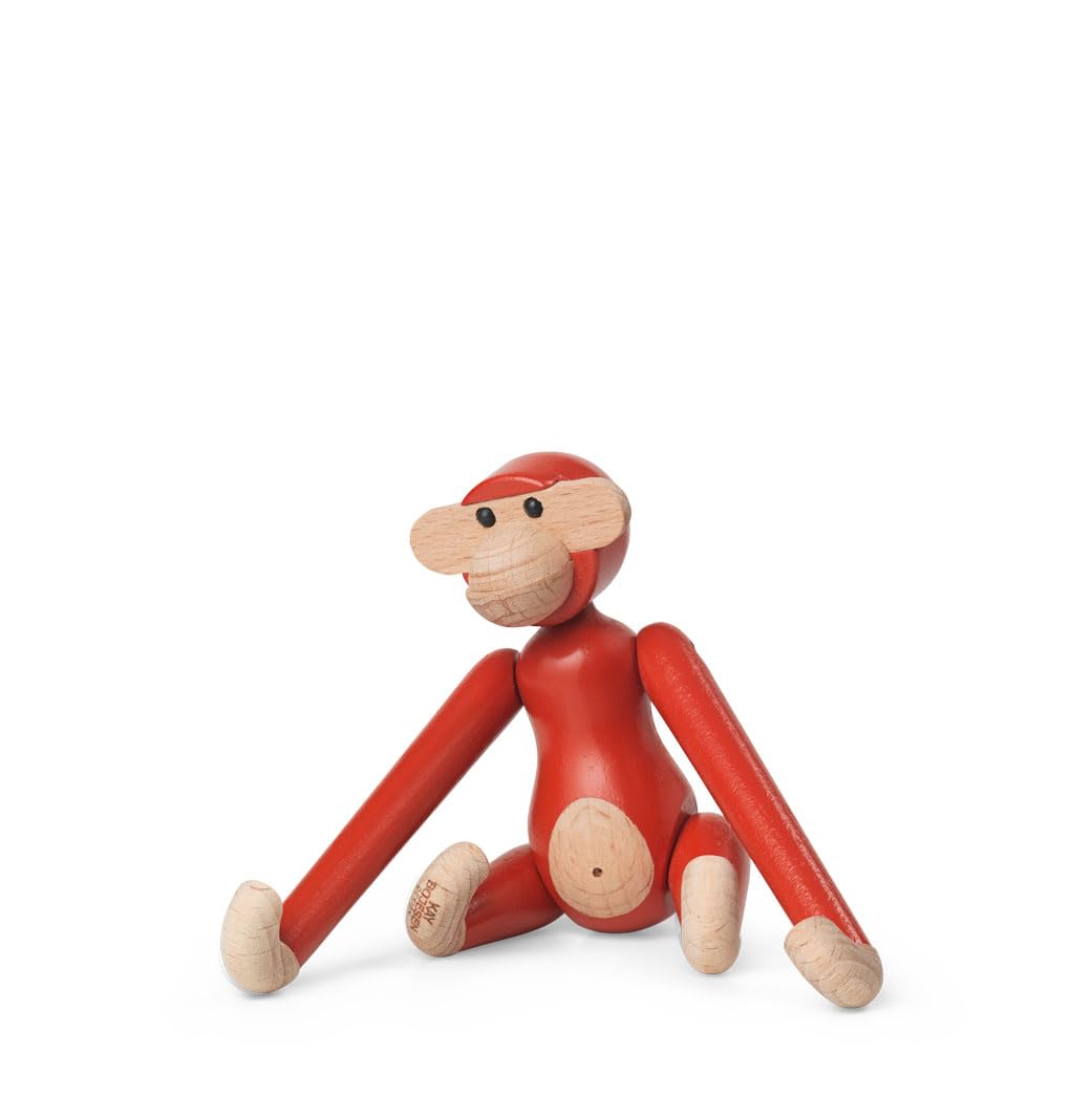 Kay Bojesen Figurine 39360 - Figura de Mono (Haya, Pintada, 9,50 x 10 x 3,50 cm), Color Rojo