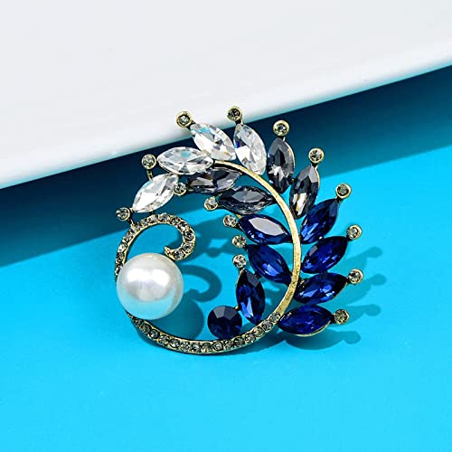 Broche feuille d'olivier strass bijoux perles pour soirée chic - 5