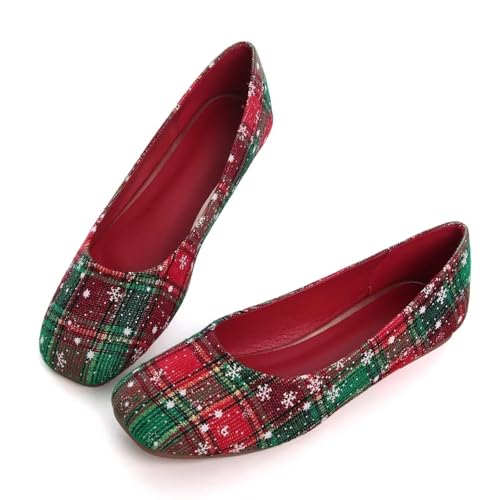 Image of ChaiRong Zhou Women Square Toe Ballets Flats Comfort Slip On Walking Shoes for Driving