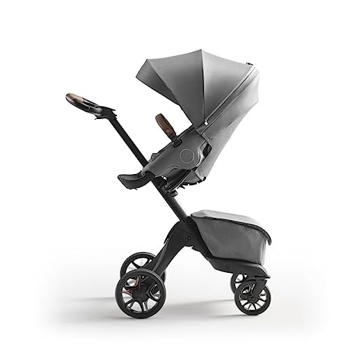 Stokke Xplory X, Modern Grey - Luxury Stroller - Adjustable for Both Baby & Parents’ Comfort - Padding, Harness & Reflective Zipper for Added Safety - Folds in One Step