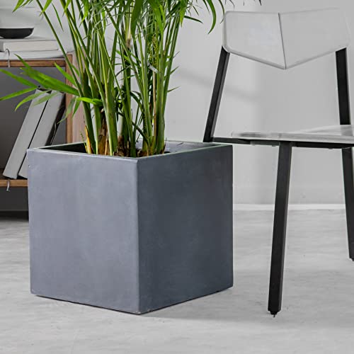 Kante Af0001B-60121 Large Concrete Square, Elegant Handmade Garden Planters Pots For Indoor Outdoor Use, 12" H, Slate Gray #TOP2
