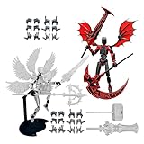 Figura de acción robot, 2 juegos de robots ya ensamblados con alas | Ornamento de escritorio móvil común impreso en 3D, para los amantes de los juegos, salón, dormitorio, biblioteca, oficina