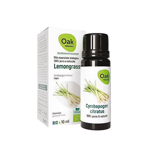 OAK ORGANIC Per NATURANDO Integratore alimentare di Olio essenziale Lemongrass Puro 10 ML – Integratore alimentare Bio & Vegan