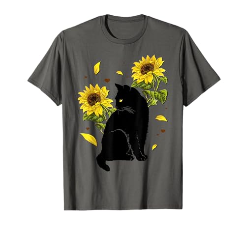 Cat Sunflower Christmas Tree Sun Flower Cat Lover Gift Men Women Kids T-Shirt