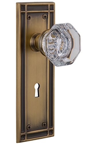 50% Off Discount Nostalgic Warehouse Mission Plate with Keyhole Waldorf Crystal Knob, Passage - 2.375", Antique Brass