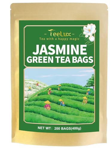 Image of TeeLux Jasmine Green Tea Bags, Smooth Taste & Delicate Floral Aroma, 200 ct