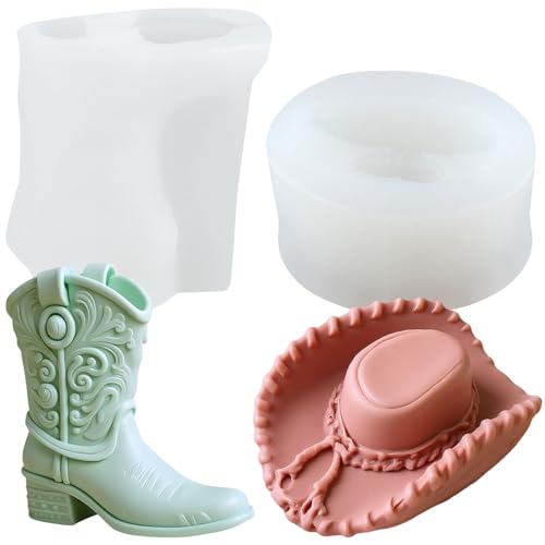 YANYONG Cowboy Boot Silicone Candle Molds Western Cowboy Hat Candle Mold