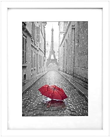 Americanflat 9x12 Picture Frame in White - Displays 6x8 With Mat and 9x12 Without Mat - Composite Wood with Shatter Resistant Glass - Horizontal and Vertical Formats for Wall