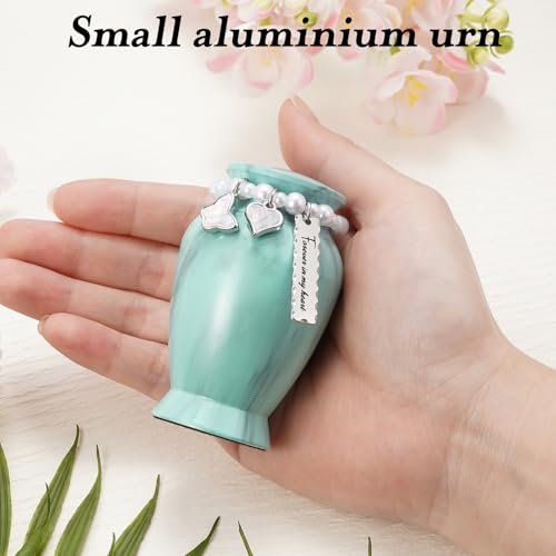image for Dletay Aluminum Mint Green Mini Cremation Urn for Human Ashes - 2.85 I