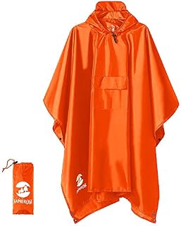 Multifunctional Mens Womens Rain Poncho Waterproof Outdoor Raincoat(Orange)