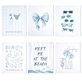 Penitue 6 Stk Küstenwandkunst, Blaue Leinwandkunst 