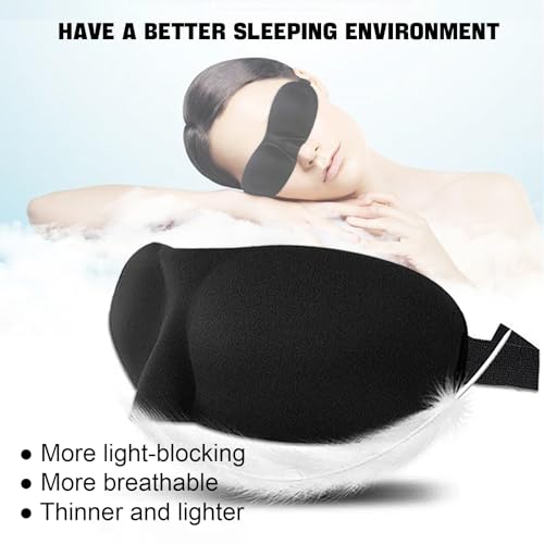 Sleep Mask Pack of 3, 100% Block Out Light, 3D Eye Masks for Sleeping, Night Blindfold for Men Women, Back and Side Sleeper, Ultralight Travel Eye Cover Multi-Colored