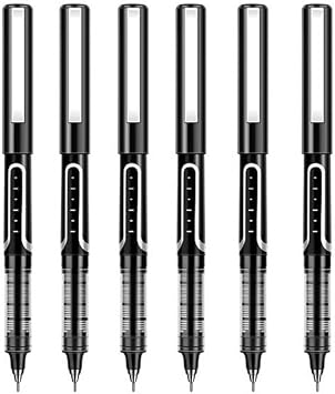 KLVN RollerBall Pens, 0.5mm Fine Point Liquid Gel Ink Rolling Ball Quick Drying Gel Pen for School Office Writing6 Black Type B