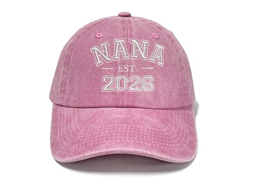 Horpe Nana to Be Gifts 2026, New First Time Grandma Grandny Hat for Baby Reveal Pregnancy Announcements, Embroidered Washed Pink Baeseball Cap for...